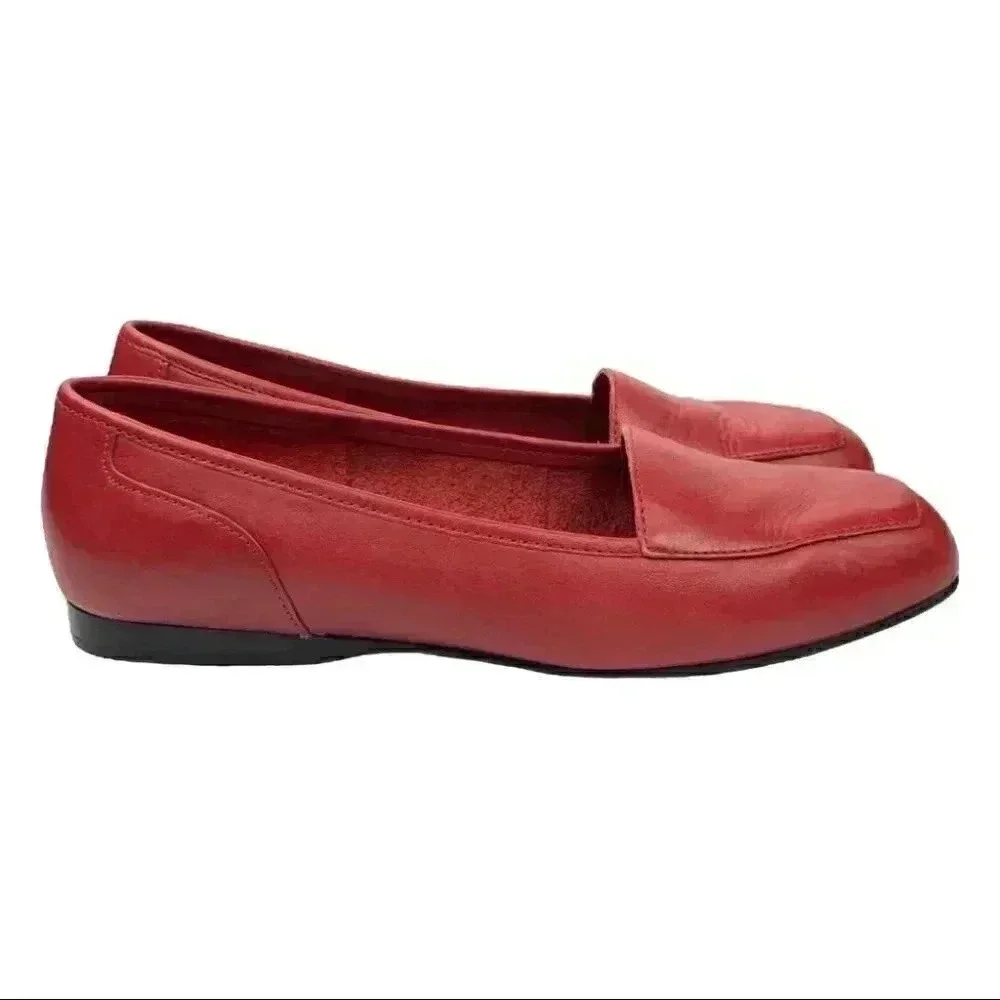 Enzo Angiolini liberty flats 5 red leather vintage Grannycore 80s 90s loafers